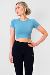 Nova Short Sleeve Crop Top Mint Blue